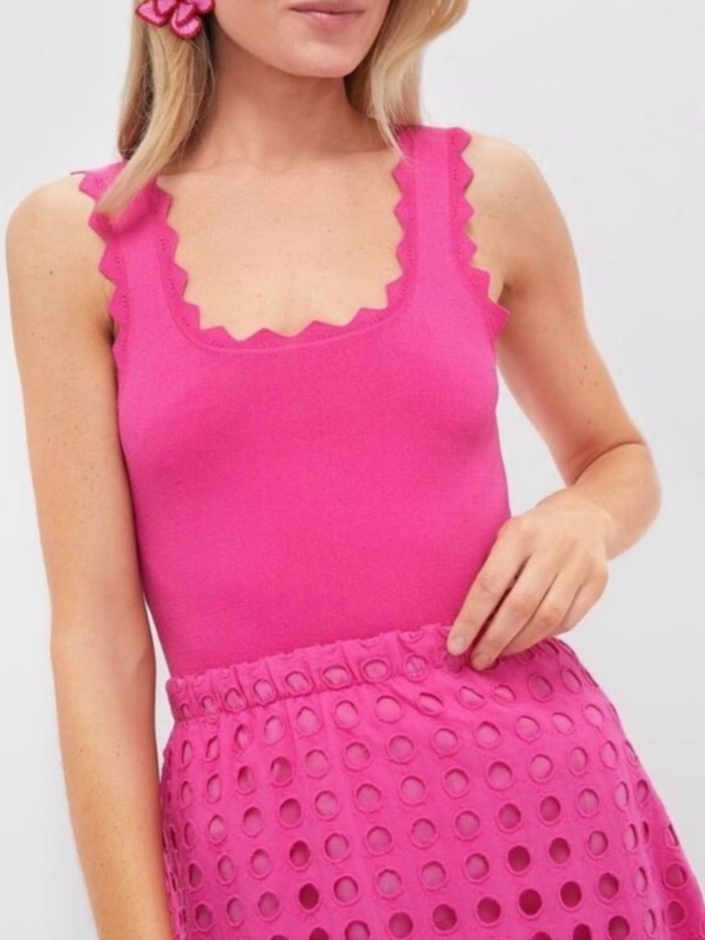 Tuckernuck Hot Pink Ric Rac Compression Tank